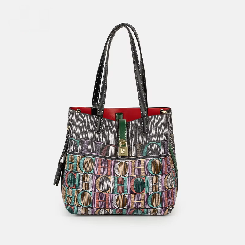 Leatherworking Classic - CH Art Color Printed Handbag Solid