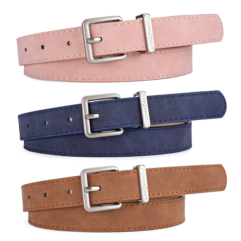 Leather Work Jeans - Women's Belt Fashion Pin Buckle Thin