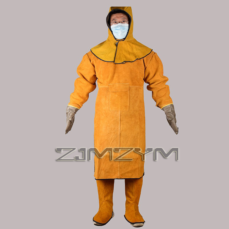 Leather Work Overalls - 1Set Electric Welding Clothing Cowhide Suit,Retardant