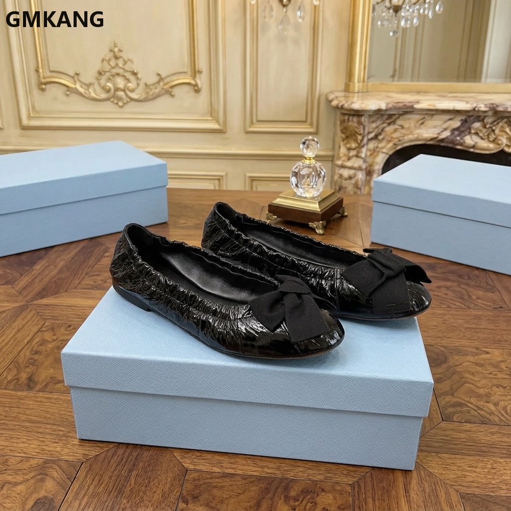 Women's Ballet Flats Bow Pleat - đánh giá và giá Leather Work Flats Women