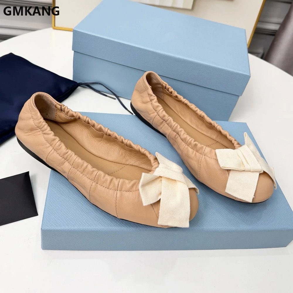 Women's Ballet Flats Bow Pleat - đánh giá và giá Leather Work Flats Women