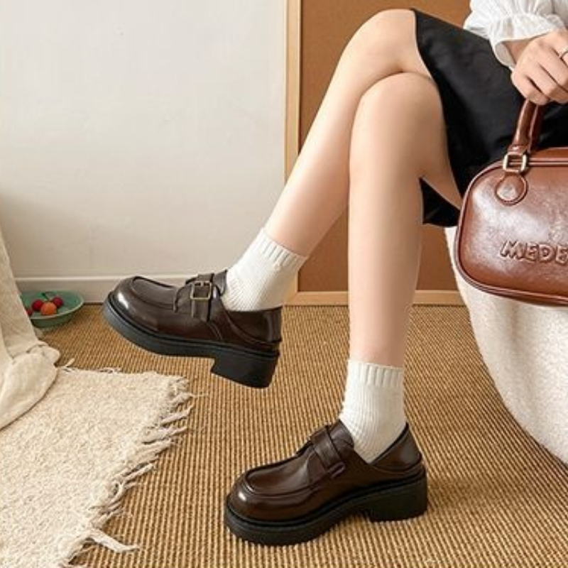 Brown British Style Leather Sh - đánh giá và giá Leather Work Flats Women