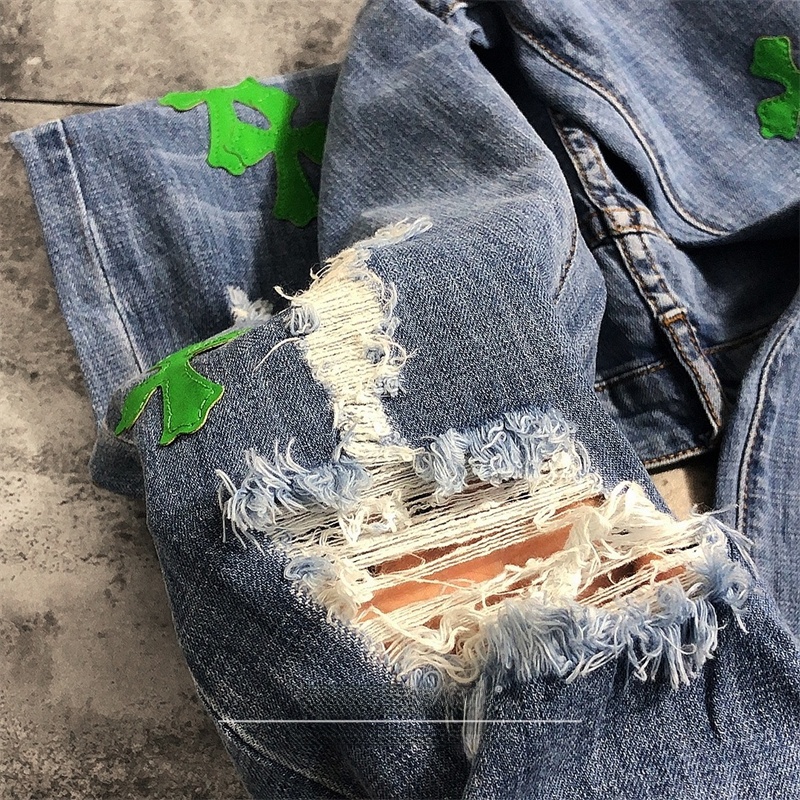 Street Sle Ripped Denim Jeans  - đánh giá và giá Leather Work Jeans