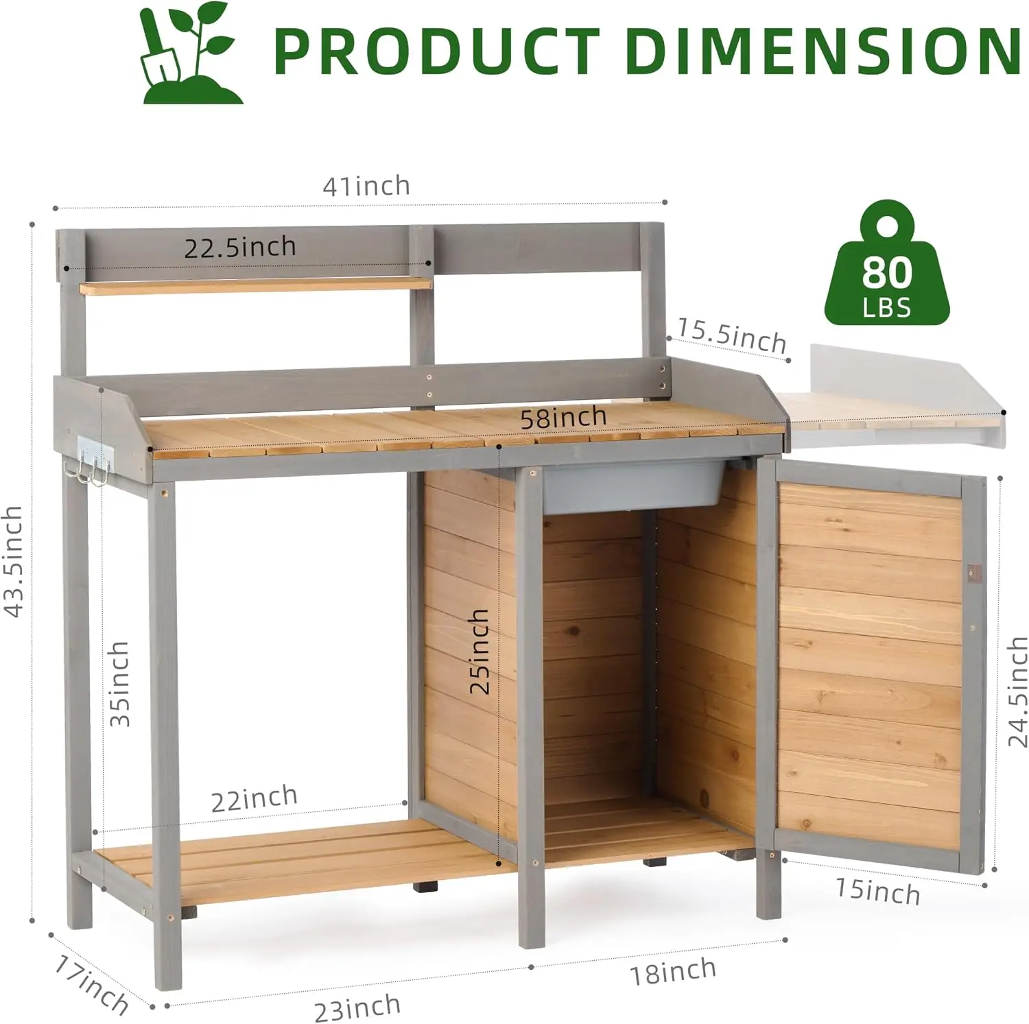 Wooden Potting Bench Table wit - đánh giá và giá Leatherwork Bench